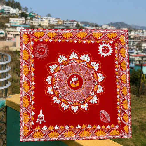 Handmade Aipan Chauki | Sacred Kumaoni Folk Art from Uttarakhand